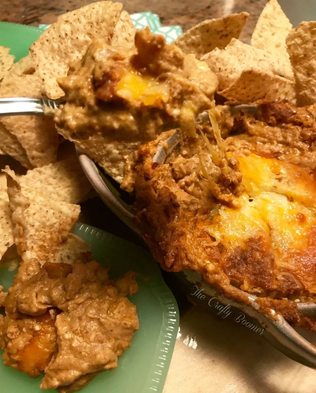 Game Day Cheesy Bean Dip · The Crafty Boomer