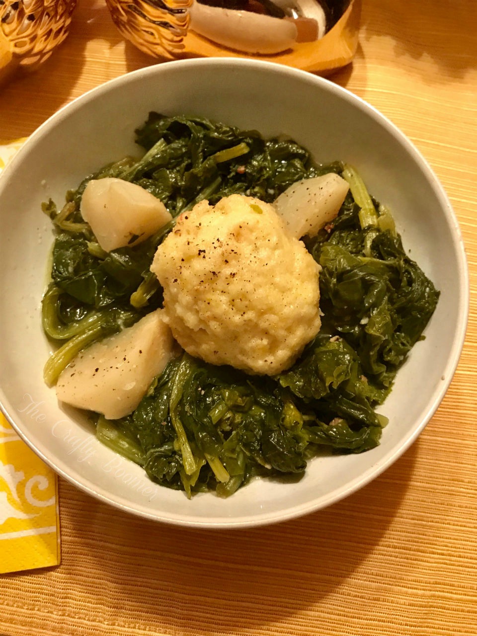 Turnips With Mustard Greens and Cornmeal Dumplings · The Crafty Boomer